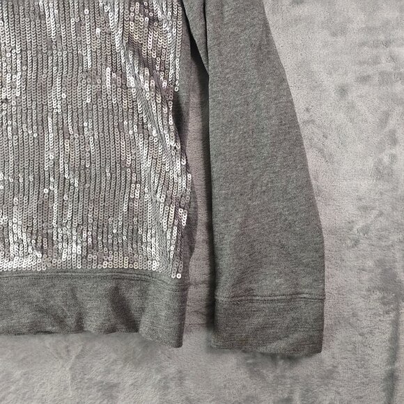 J Crew Womens Gray Sequin Sweatshirt Style 33583 M 100% Cotton Scoop Neck Glam - Picture 5 of 11